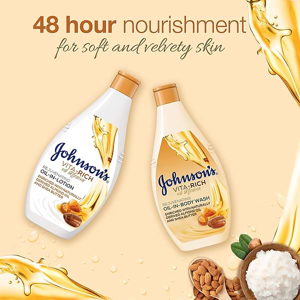 Фото - Лосьйон для тіла Johnson's Body Vita-Rich Питательный с маслами миндаля и ши 400 мл (3574661544274)