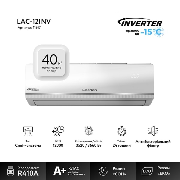 Фото - Кондиціонер спліт Liberton LAC-24INV