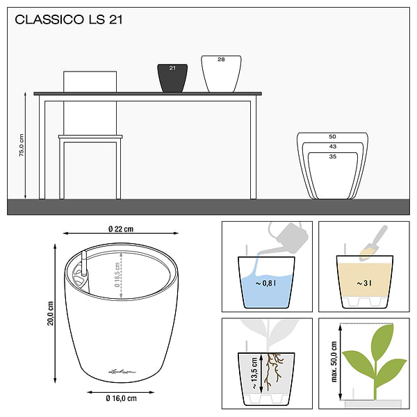 Фото - Вазон Lechuza Classico Premium LS 21 білий 16020