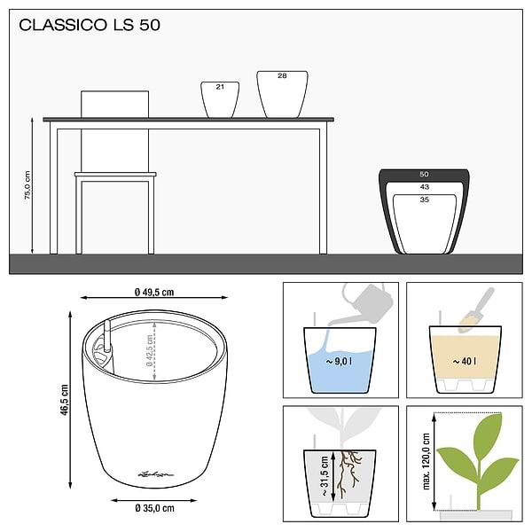 Фото - Вазон Lechuza Classico Premium LS 50 d50xh47 Антрацит 16103