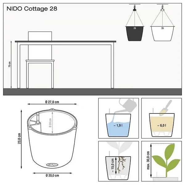 Фото - Вазон Lechuza Cottage Nido 28 сиреневый 15094