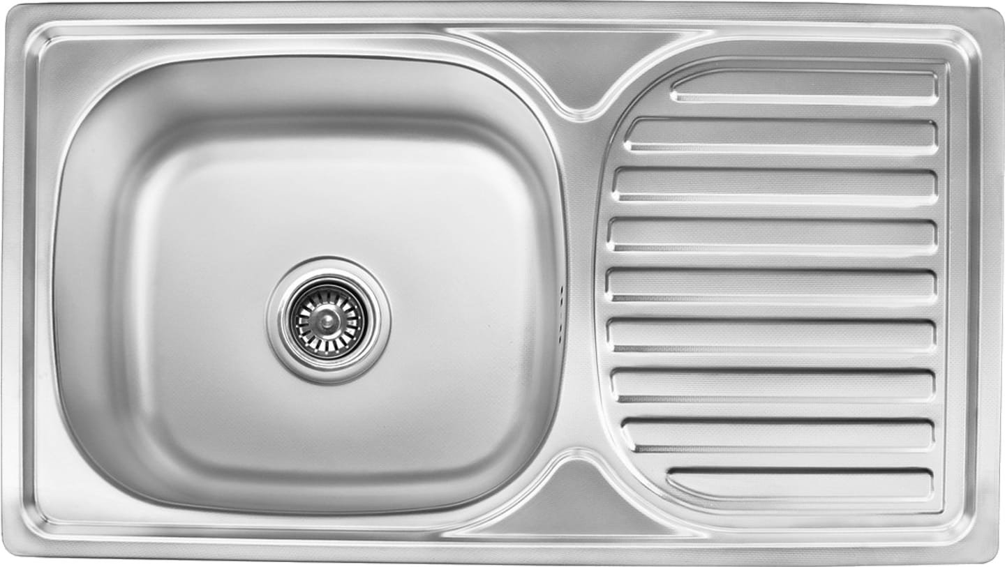 Мойка кухонная Lemax нерж. сталь декор + сифон (LE-5004 DE)
