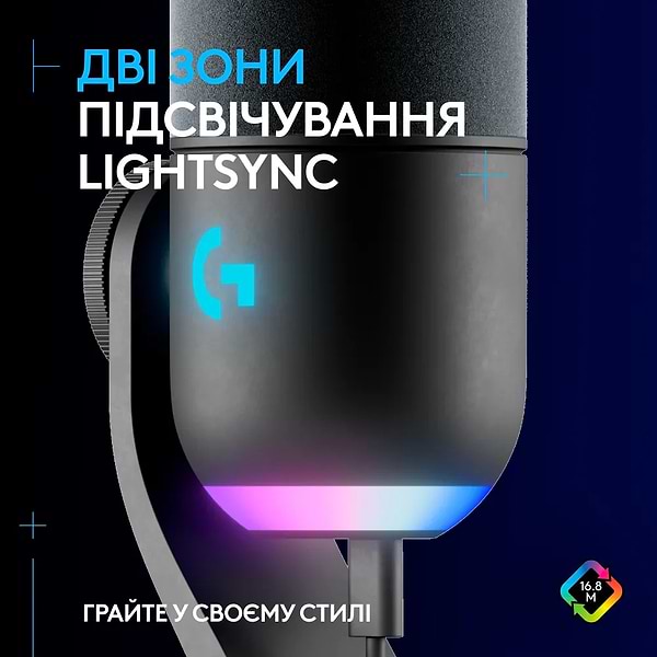 Фото - Мікрофон до комп'ютера Logitech G Yeti GX Dynamic RGB Gaming Mic with Lightsync Black (988-000569)