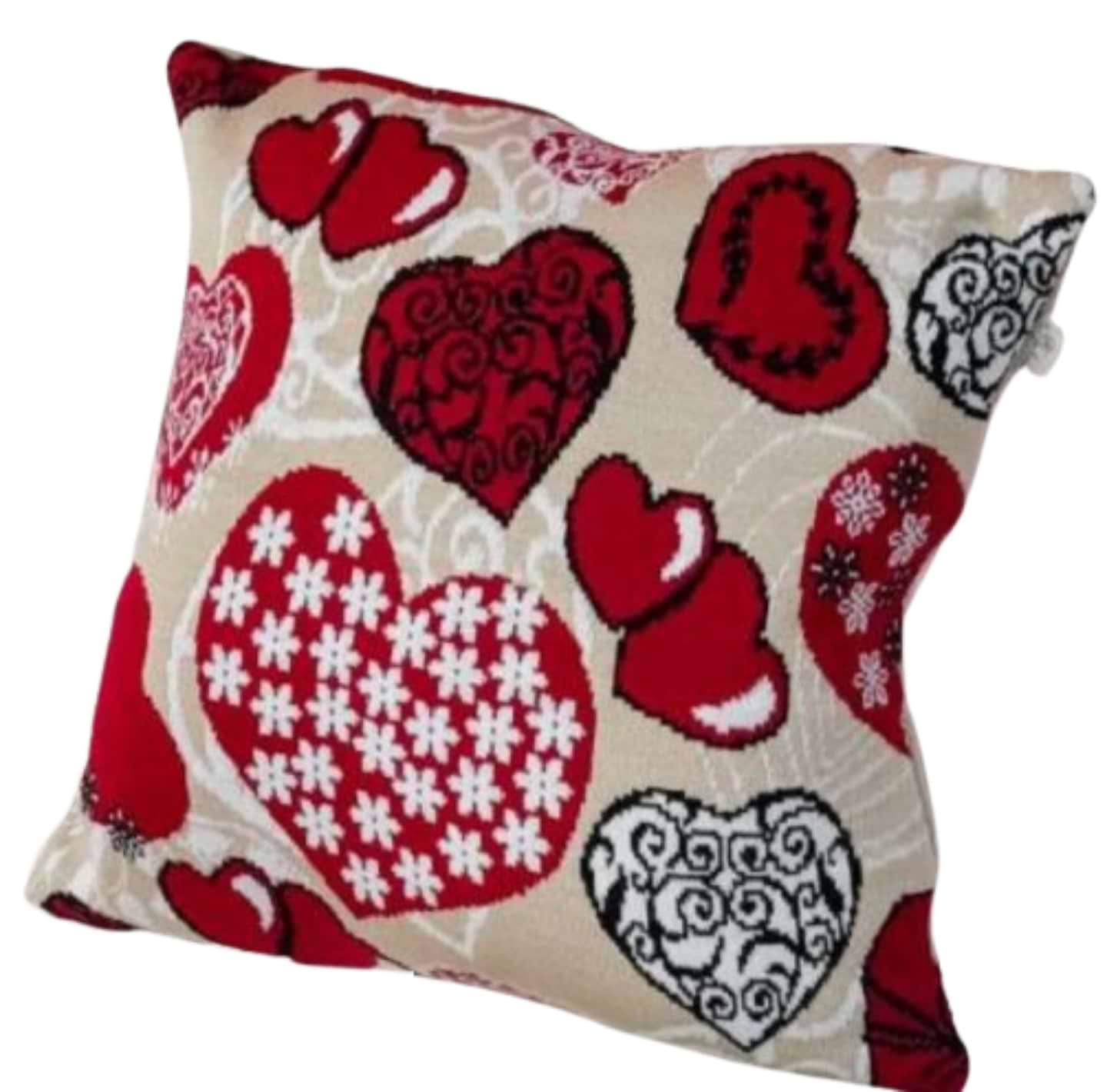 Подушка декоративна Прованс в'язана Серця LOVE 45х45 см (039341)