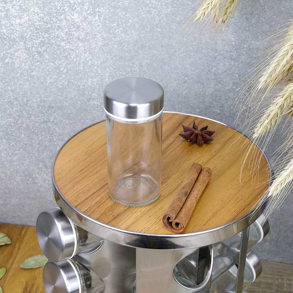 Фото - Набір ємностей для спецій і приправ Love You Home на підставці, що крутиться 16 од. (61032)