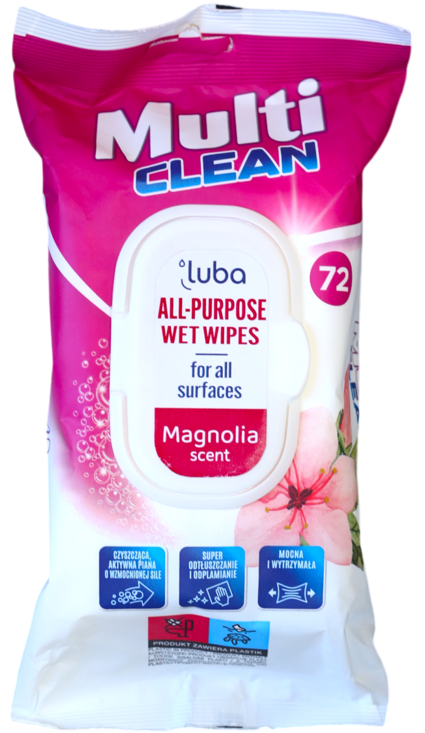 Серветка побутова Luba Multi Clean для прибирання Magnolia 72 шт. (LMCWWVM72) - Фото 1