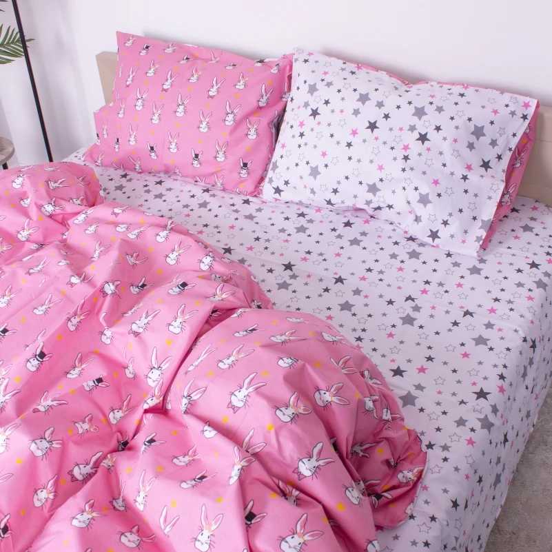Комплект постельного белья детский MirSon Бязь 17-0528 Bunnies pink (2200003671711)