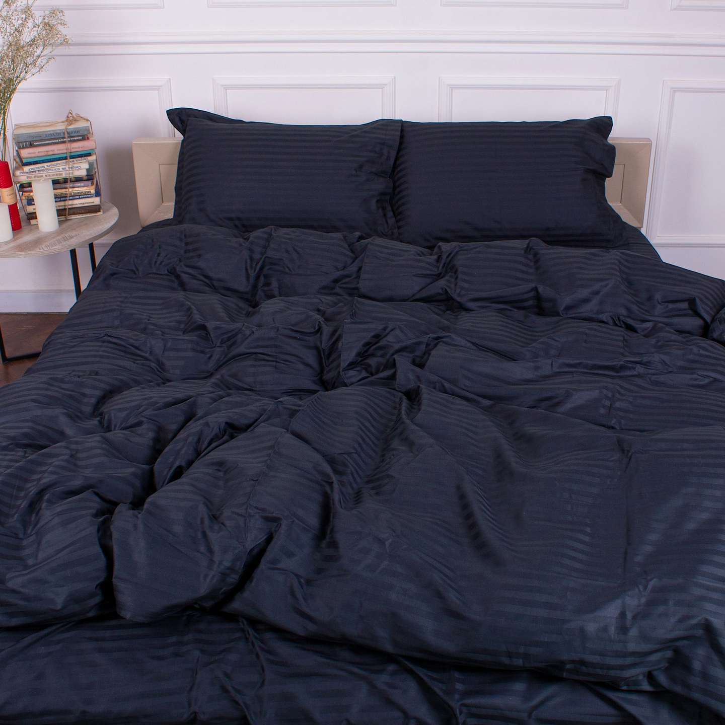 Комплект постельного белья детский MirSon Satin Stripe 30-0021 Dark Blue 110х140 (2200005246320)