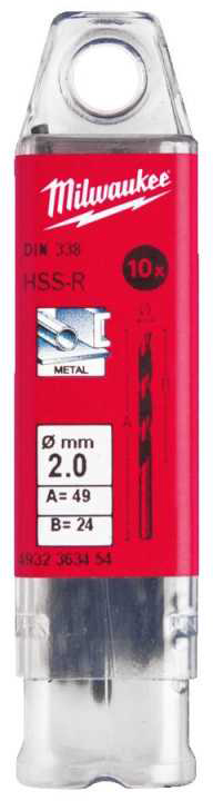 Сверло Milwaukee HSS-R DIN338 2,0х49х24 мм 10шт. (4932363454)