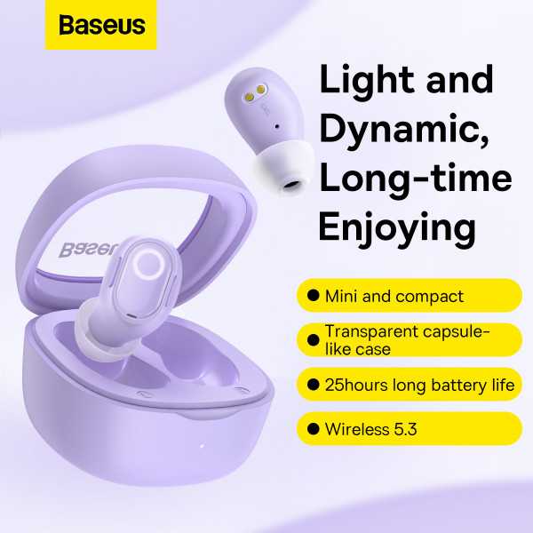 Фото - Наушники вкладыши беспроводные TWS Baseus Bowie WM02 TWS Purple (NGTW180005)