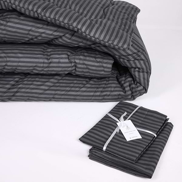 Фото - Одеяло летнее полуторное MirSon Хлопковая №154 Сolor Fun Line 17-0611 Stripe Black 155х215 см +нав 2 шт. (2200010856453)