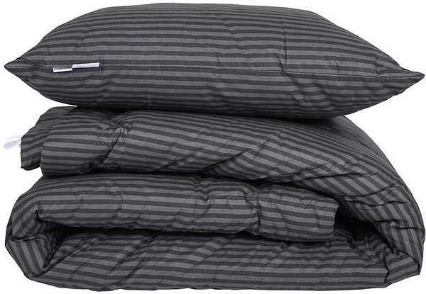 Фото - Ковдра зимова двоспальна євро MirSon Бавовняна №156 Сolor Fun Line 17-0611 Stripe Black 220х240 см +нав 2 шт. (2200010856156)