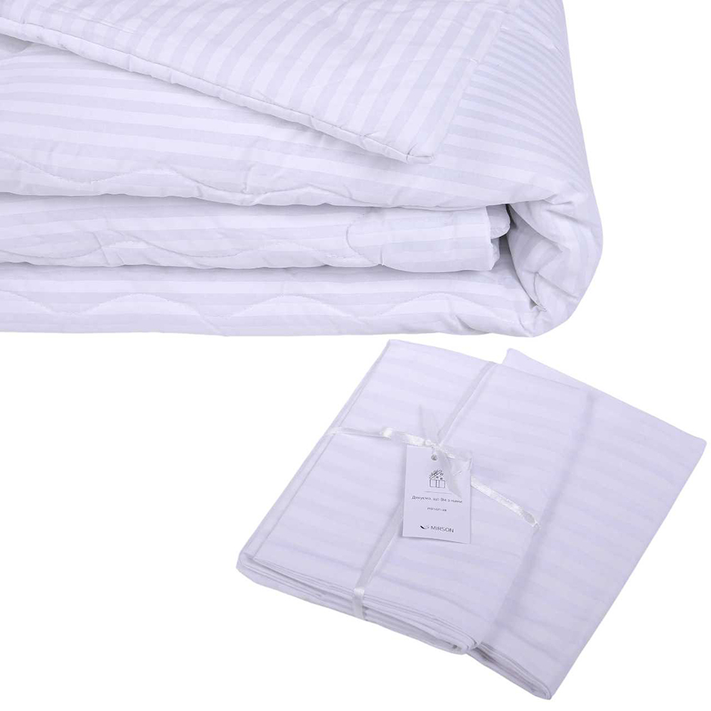 Ковдра демісезонна двоспальна євро MirSon антиалергенна №191 Сolor Fun Line 17-0605 Stripe White з евкаліптовим волокном 220х240 + нав. 2 шт. (2200010859515)