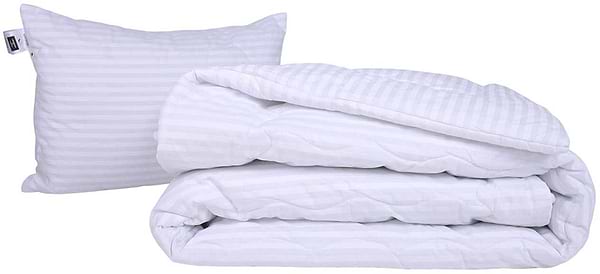 Фото - Одеяло зимнее двуспальное евро MirSon №186 Сolor Fun Line 17-0605 Stripe White Bamboo 220х240 см +нав 2 шт. (2200010858013)