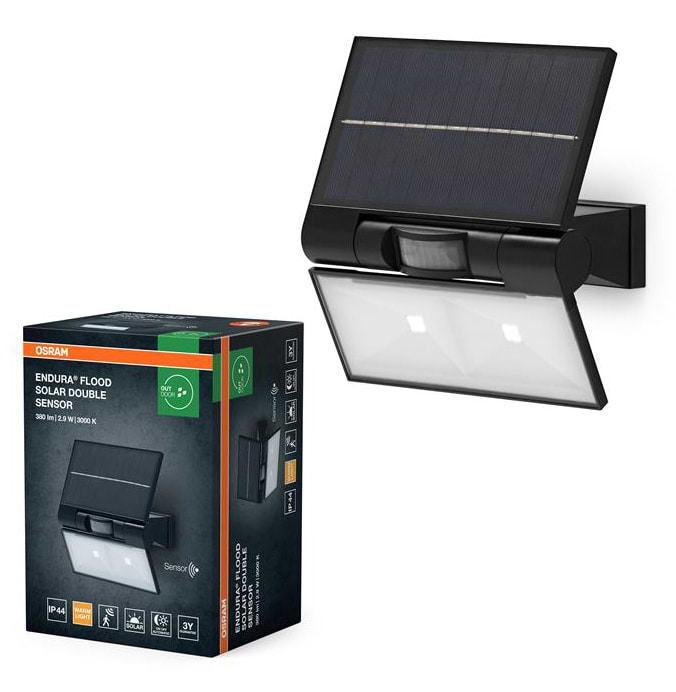 Фото - Светодиодный светильник Osram ENDURA STYLE SOLAR DOUBLE 2.9Вт 3000К 380Лм IP44 Black (4099854429453)
