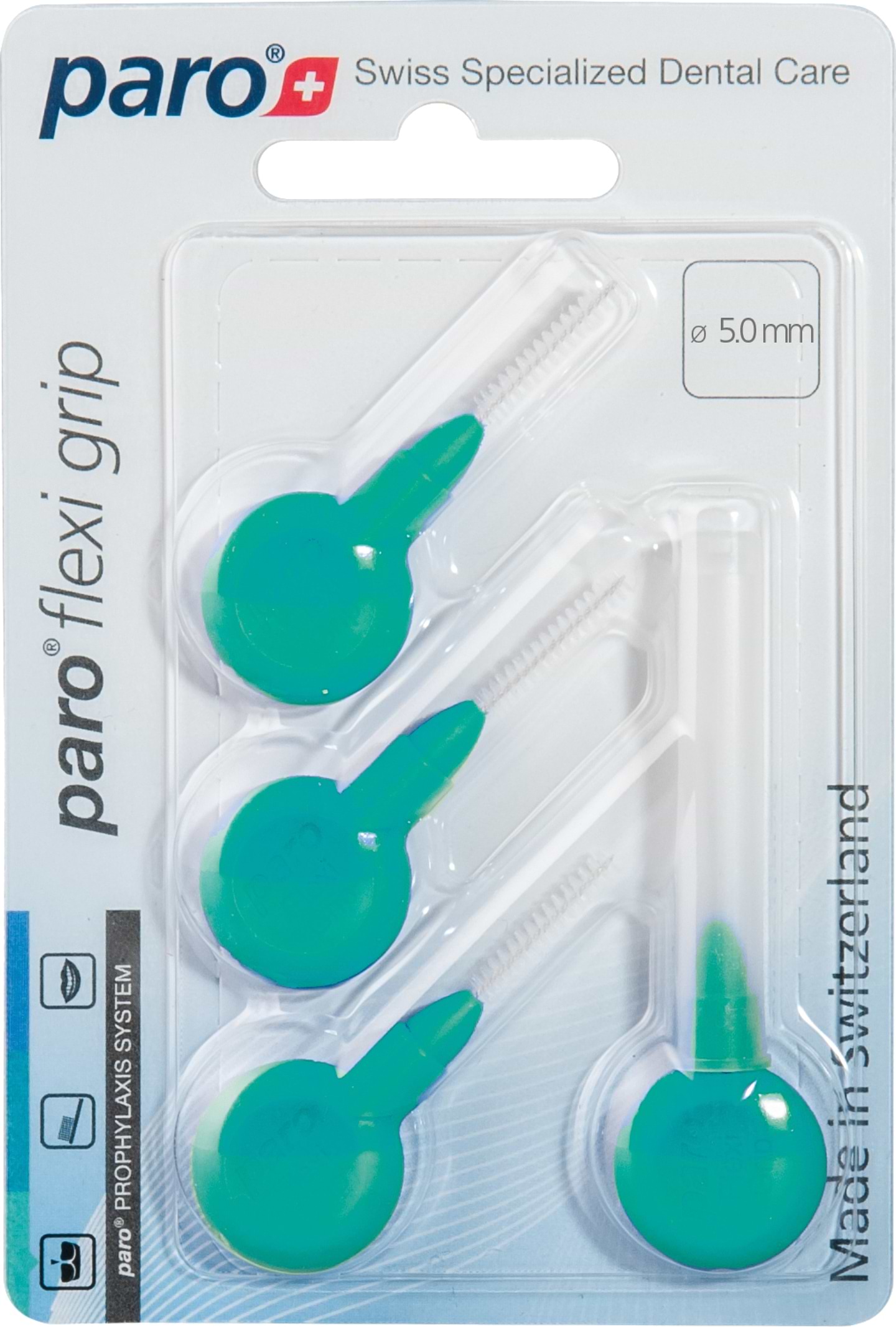 Йоржик міжзубний Paro Swiss paro flexi grip, середній, зелений, циліндричний, 5 мм, 4 шт (7.1075) - Фото 1