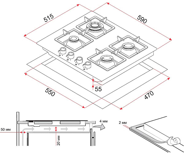 Фото - Варочная панель газовая Perfelli HGG 61283 WH