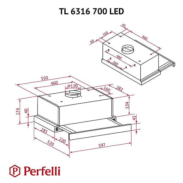 Фото - Вытяжка встраиваемая Perfelli TL 6316 IV 700 LED