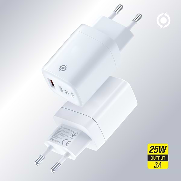 Фото - Сетевое зарядное устройство Piko 25W GaN USB-C PD+USB-A QC 3.0 White (TC-PD252) (1283126623592)