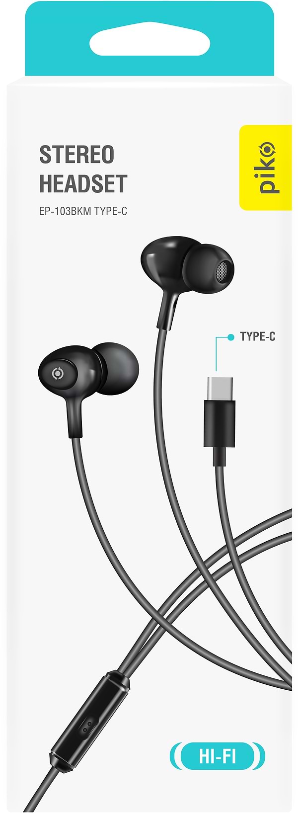 Фото - Навушники вкладиші дротові Piko EP-103BKM Type-C Black (1283126590276)