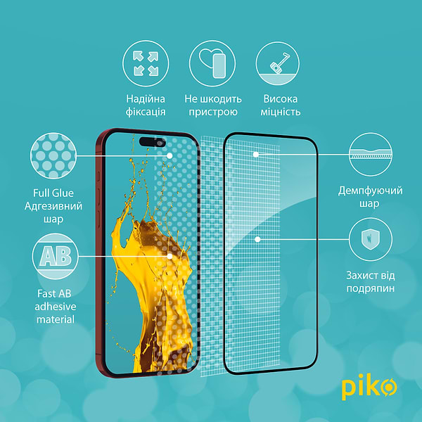 Фото - Захисне скло для смартфону Piko Full Glue for Apple iPhone 15 Pro (1283126575464)