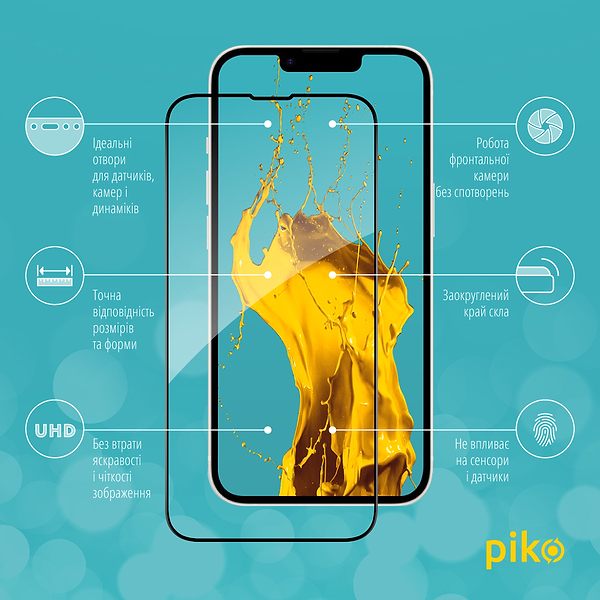 Фото - Защитное стекло для смартфона Piko 9H for Apple iPhone 16E / 13 / 13 Pro / 14 / 16e Black (1283126614293