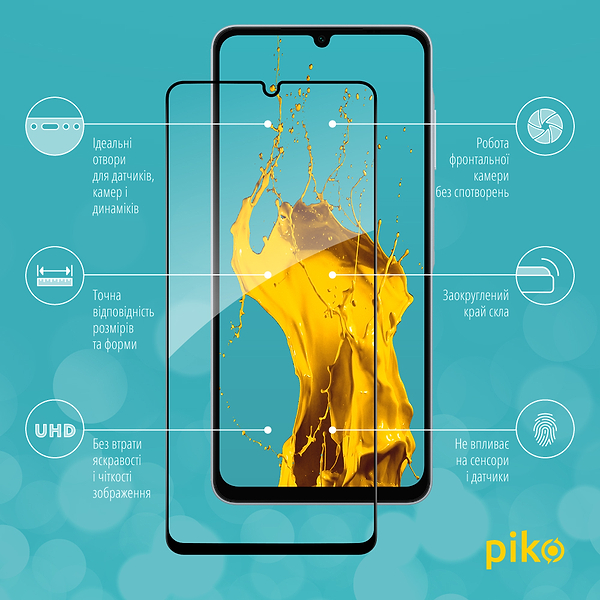 Фото - Защитное стекло для смартфона Piko 9H for Samsung Galaxy A06 5G Black (1283126612992)