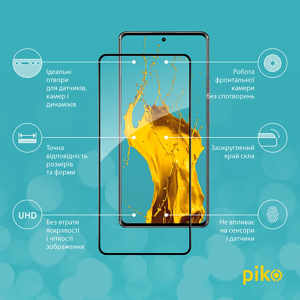 Фото - Защитное стекло для смартфона Piko 9H for Xiaomi Redmi Note 14 Pro 4G Black (1283126620928)