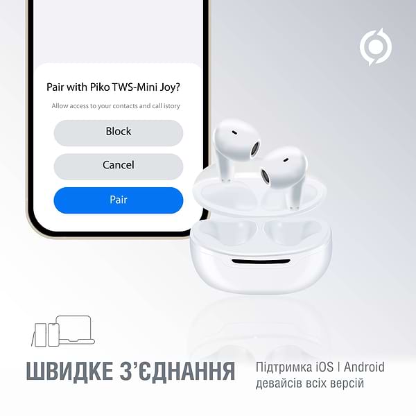 Фото - Навушники вкладиші бездротові TWS Piko MiniJoy White (1283126583421)