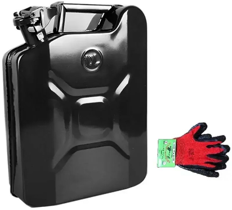 Канистра топливная Poputchik 10 л с перчатками черный глянец (28-030-IS)