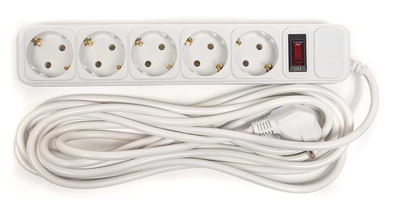 Сетевой фильтр PowerPlant JY-1056/5 (PPSA10M50S5) 5 розеток 5 м White - Фото 1