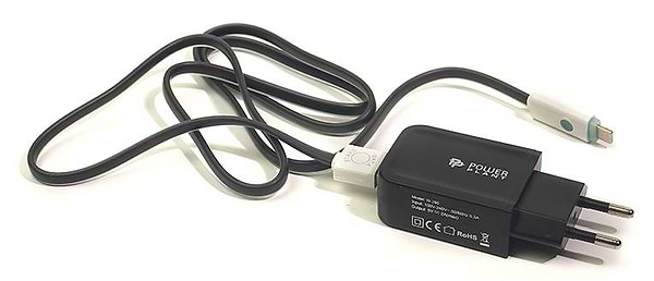 Фото - Мережевий зарядний пристрій PowerPlant W-280 USB Black (SC230020) + кабель LED Lightning