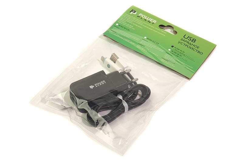 Фото - Мережевий зарядний пристрій PowerPlant W-280 USB Black (SC230020) + кабель LED Lightning