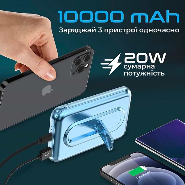 Фото - Батарея мобільна Promate powermag-10pro.blue 10000mAh