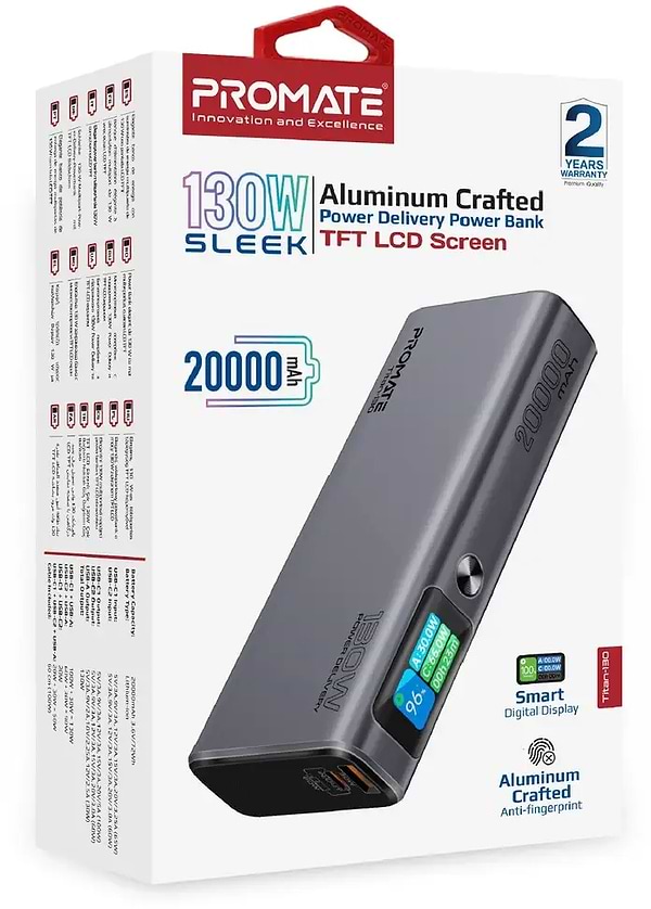 Фото - Батарея мобільна Promate Titan-130 20000 mAh 2xUSB-C PD USB-А QC3.0 (titan-130)