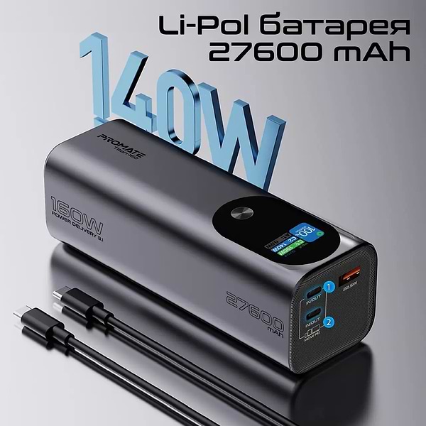 Фото - Батарея мобільна Promate Titan-160 27600 mAh 2xUSB-C PD USB-А QC3.0 (titan-160)