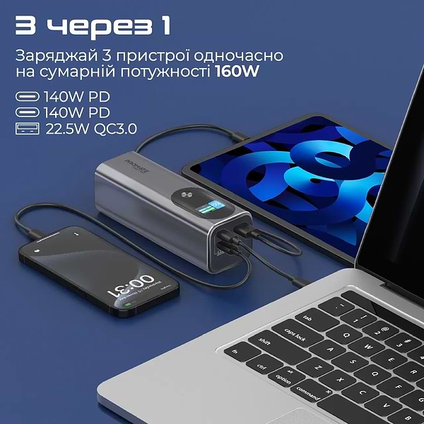Фото - Батарея мобільна Promate Titan-160 27600 mAh 2xUSB-C PD USB-А QC3.0 (titan-160)