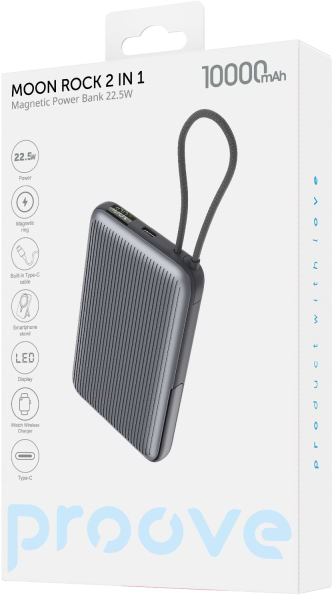 Фото - Батарея мобильная Proove Moon Rock 2 in 1 22.5W 10000mAh Gray (PBR122012105)