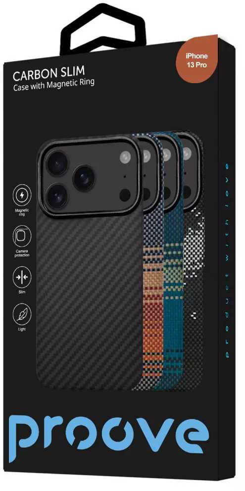 Фото - Чохол для смартфону
 Proove Carbon Slim with Magnetic Ring iPhone 13 Pro starfield (PCCSIP13P053)