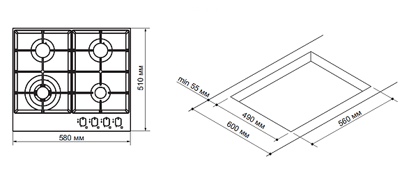 Фото - Варильна поверхня  газова Pyramida PFG 647 Black Luxe