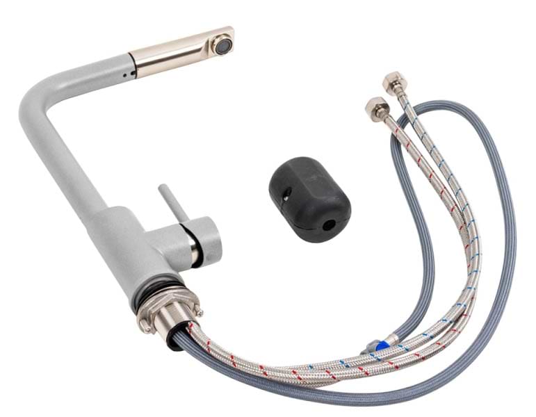 Фото - Смеситель кухонный VALESO с выдвижной воронкой Q411B Серый металлик