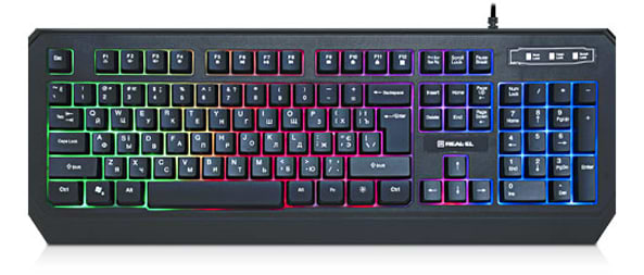 Клавіатура дротова ігрова REAL-EL Comfort 7001 Black USB - Фото 1
