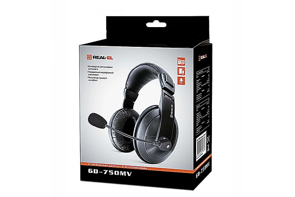 Фото - Гарнітура дротова REAL-EL GD-750MV черная