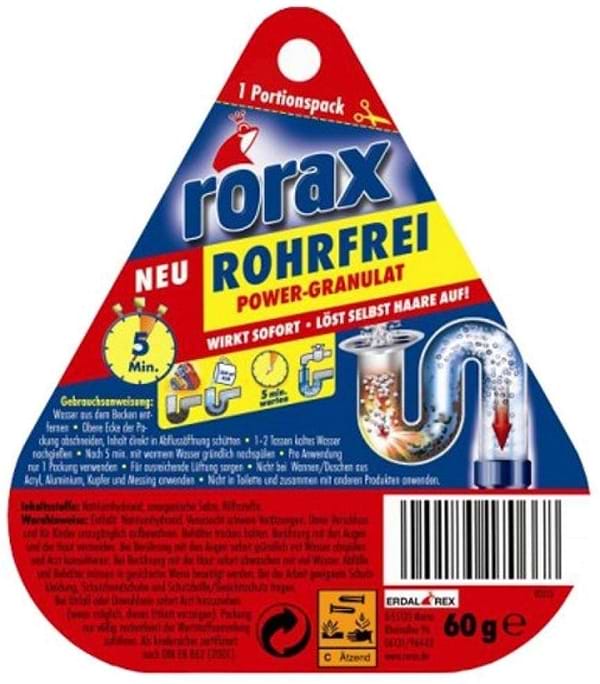 Фото - Средство для мытья в ванной комнате RORAX Гранулы д/сливных труб 60 г