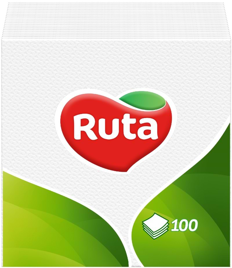 Серветки паперові Ruta 1 слой 24х24 см 100 шт. Белые (4820023740495) - Фото 1