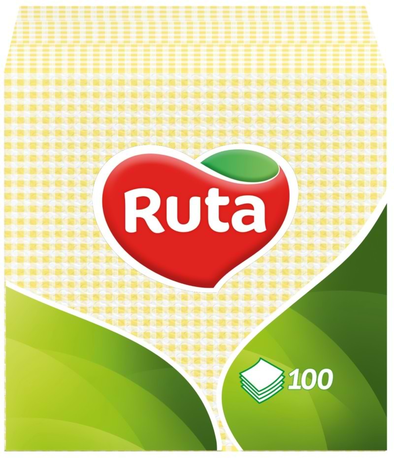 Серветки паперові Ruta 1 слой 24х24 см 100 шт. Желтые (4820023740501) - Фото 1