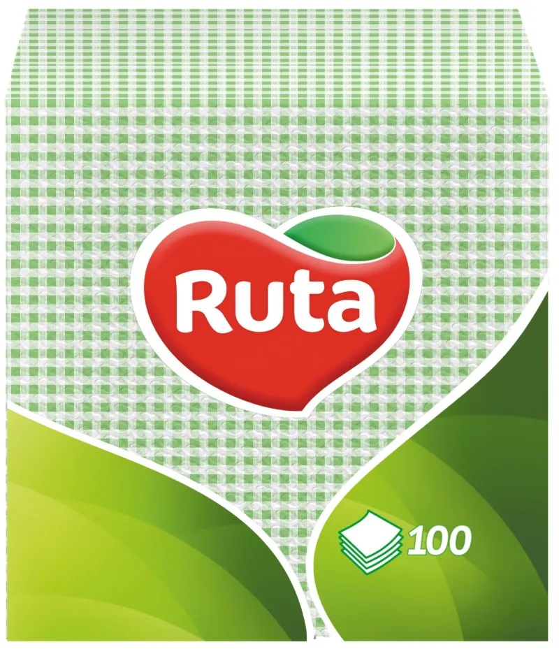 Салфетки бумажные Ruta 1 слой 24х24 см 100 шт. Зеленый (4820023740518) - Фото 1