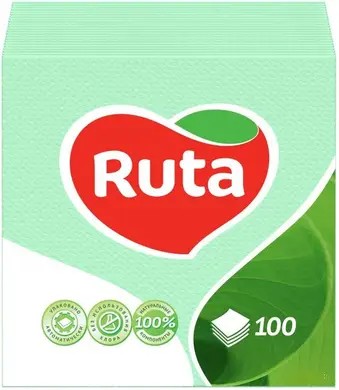 Фото - Серветки паперові Ruta 1 слой 24х24 см 100 шт. Зеленый (4820023740518)