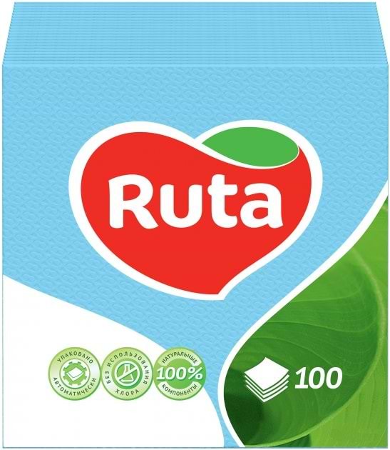 Серветки паперові Ruta 24х24 см 100 шт. Голубые (4820023740617) - Фото 1