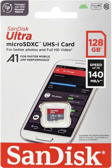 Фото - Карта пам'яті SanDisk Ultra microSD 128GB C10 UHS-I (SDSQUAB-128G-GN6MN)